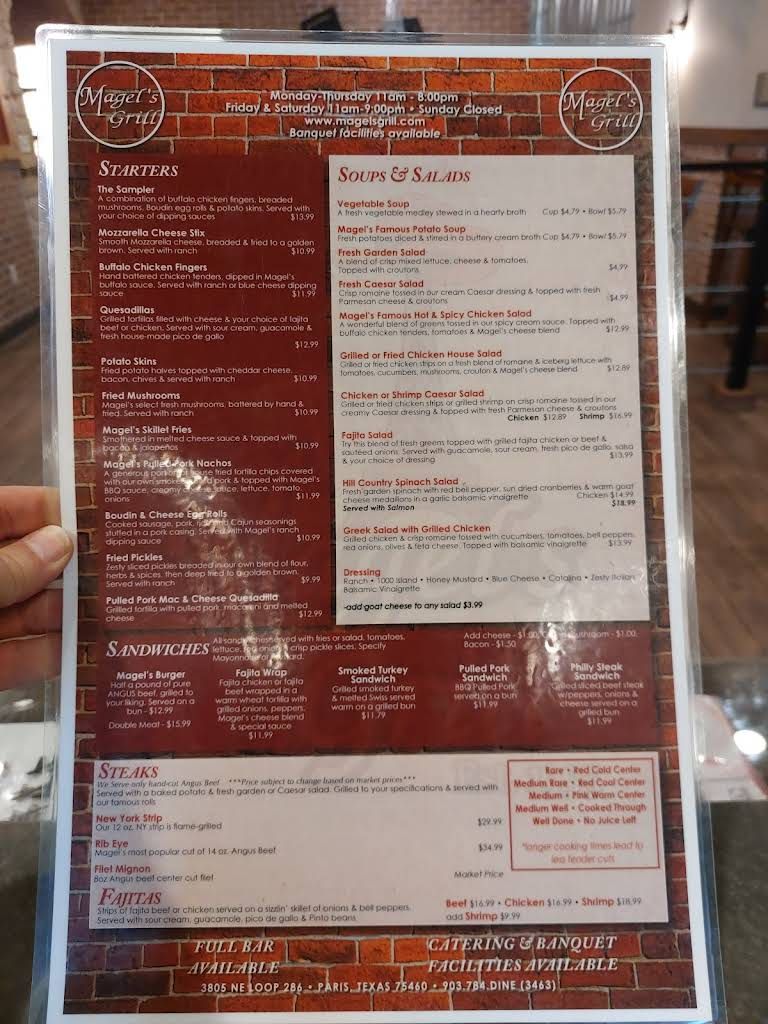 Magel's Grill Menu 1