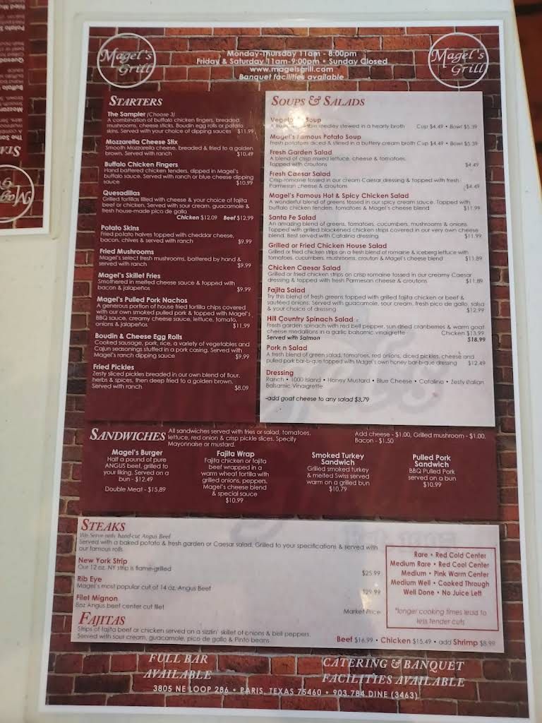 Magel's Grill Menu 4